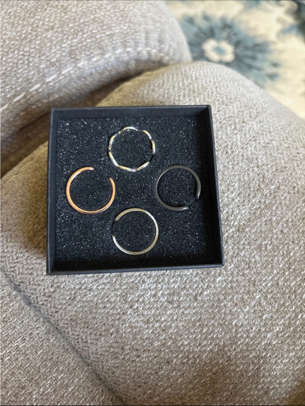 Stackable Mixed-Metal Hoop Ring Set - Gold, Rose Gold, Black